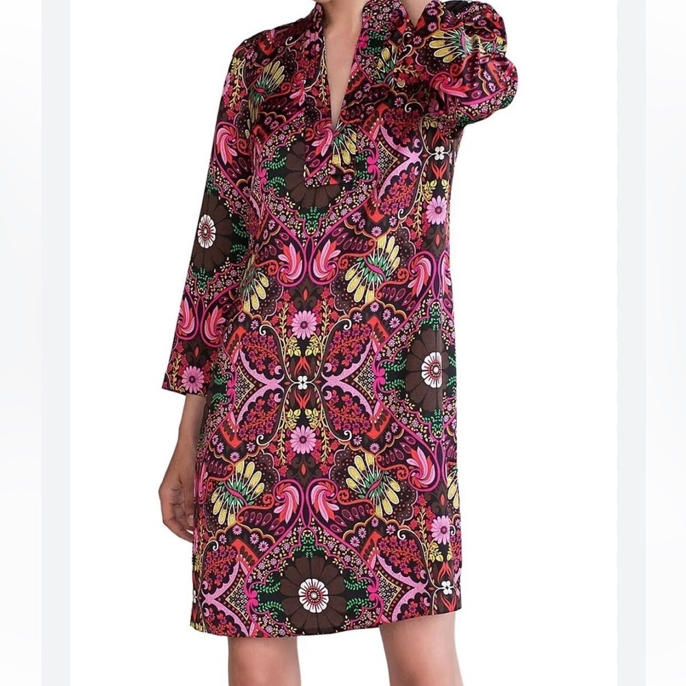 Trina Turk Christie Mod Print Long Sleeve Shift Dress - Picture 2 of 11